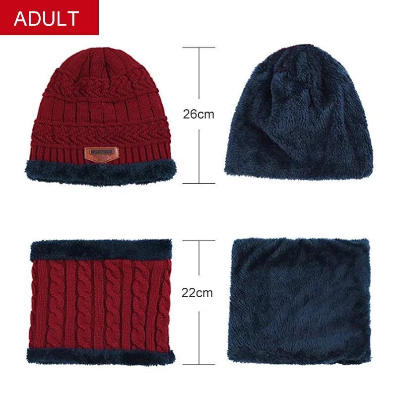 Winter Cap – Winter Knitted Beanie Hat & Neck Warmer Set – Unisex Thermal Fleece - Lined Cap for Cold Weather - Saadiq.pk