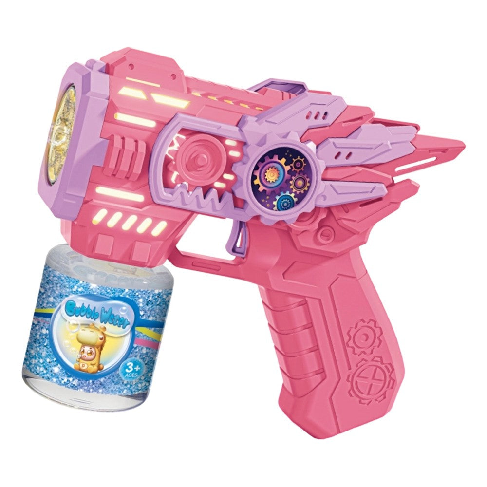 Electric Gear Bubble Gun with LED Lights – Automatic Bubble Blower Toy for Kids