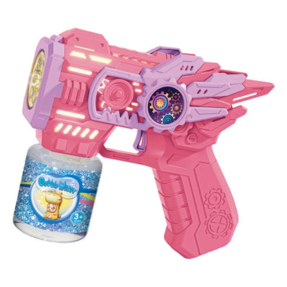 Electric Gear Bubble Gun with LED Lights – Automatic Bubble Blower Toy for Kids