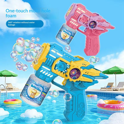 Electric Gear Bubble Gun with LED Lights – Automatic Bubble Blower Toy for Kids