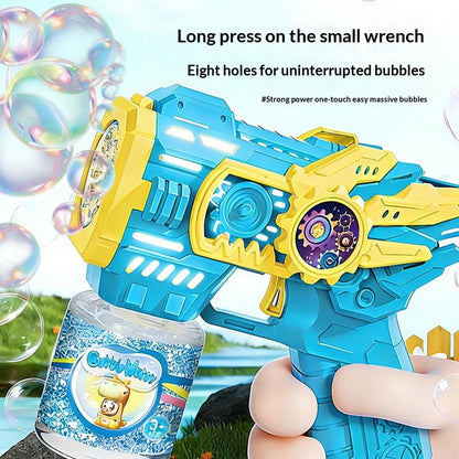Electric Gear Bubble Gun with LED Lights – Automatic Bubble Blower Toy for Kids