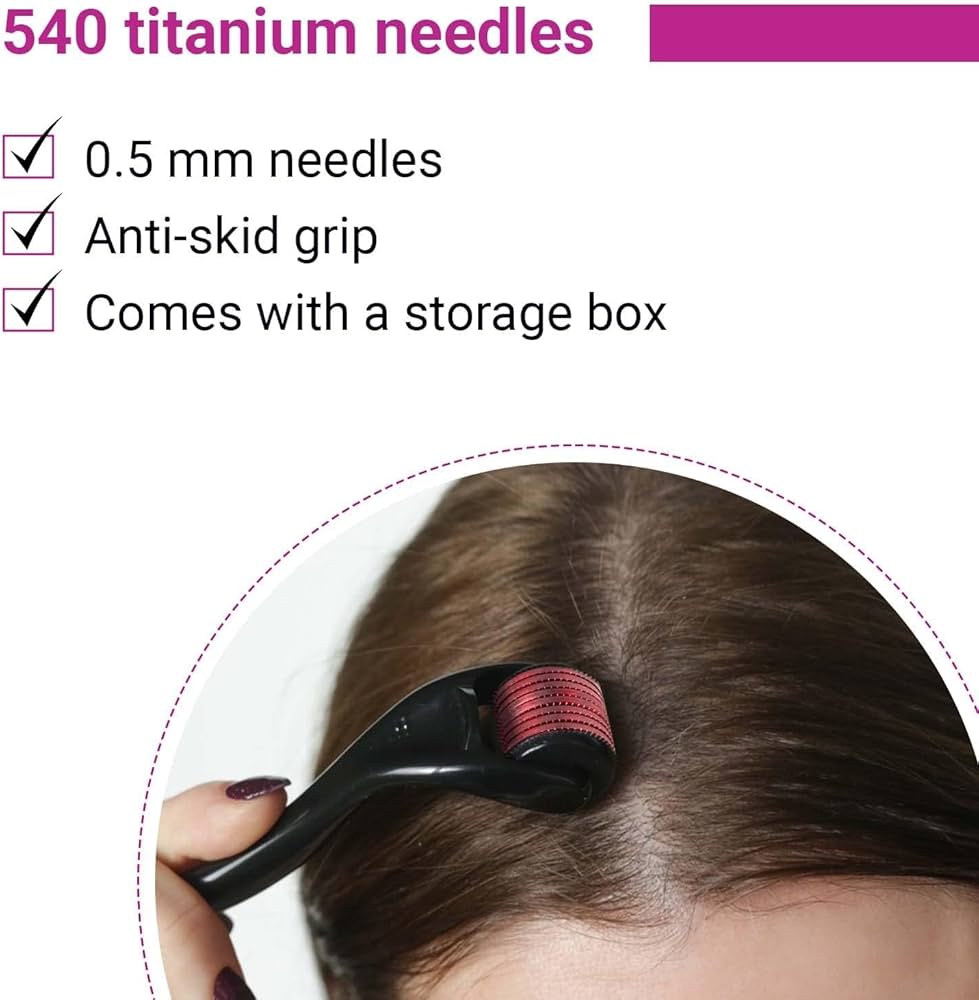 0.5mm Derma Roller with 540 Micro Needles – Skin Care Microneedling Tool - Saadiq.pk