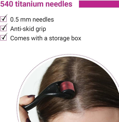 0.5mm Derma Roller with 540 Micro Needles – Skin Care Microneedling Tool - Saadiq.pk