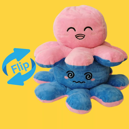 Reversible Octopus Plush Toy – Double-Sided Mood Changing Stuffed Doll