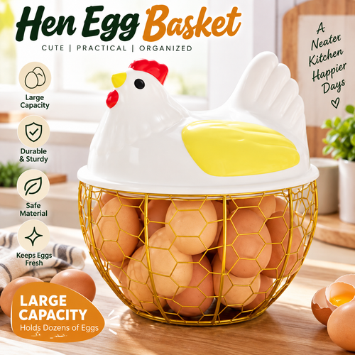 Hen Egg Basket with Lid – Large Capacity Holder