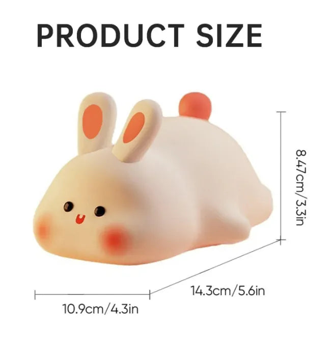 Big Face Rabbit Night Light – Soft Silicone LED Rechargeable Lamp for Kids