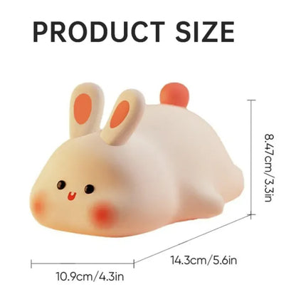 Big Face Rabbit Night Light – Soft Silicone LED Rechargeable Lamp for Kids