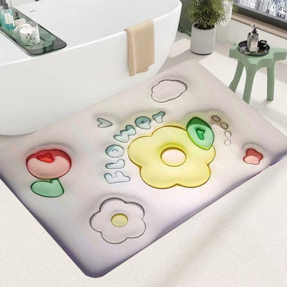 3D Flower Floor Mat – Quick Dry Diatomaceous Earth Bathroom Mat