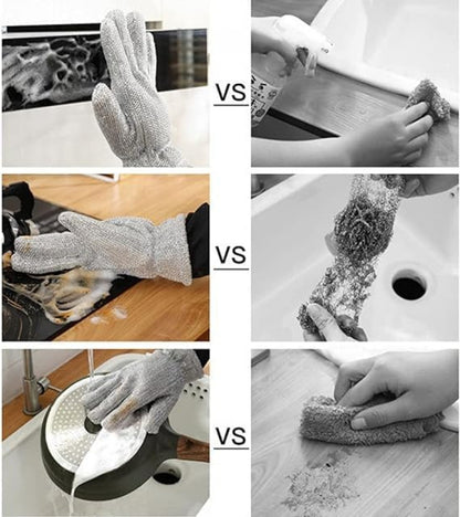 Steel Wire Cleaning Gloves – Durable Scrubbing & Protection Gloves