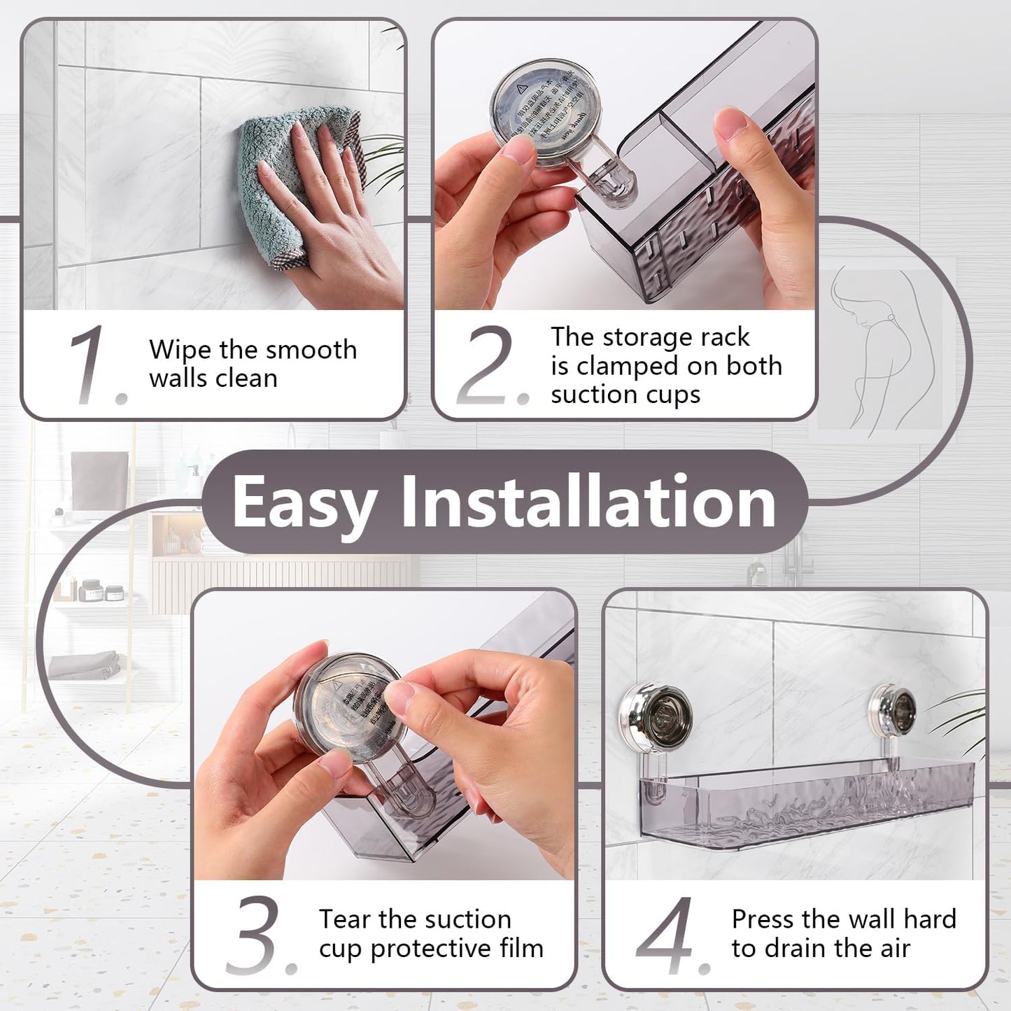 Clear wall mounted suction rack - Saadiq.pk