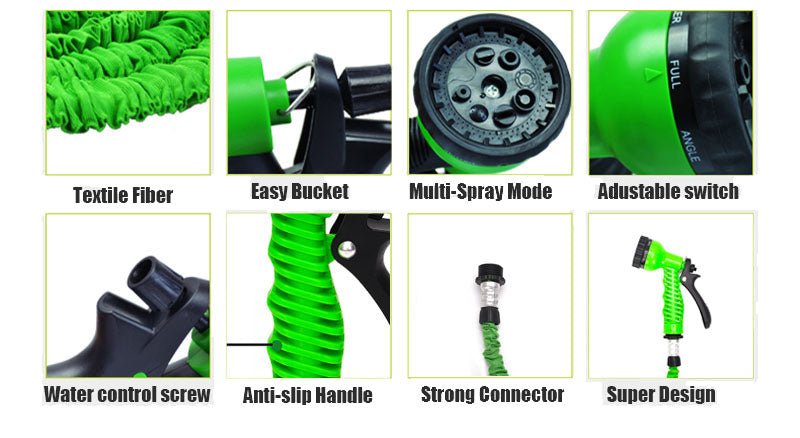 100 - Foot Expandable Magic Hose Pipe with Multifunction Spray Nozzle - Saadiq.pk