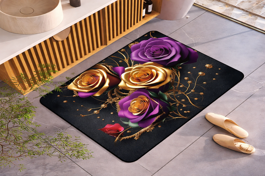 2PC Anti‑Slip Flower Design Bathroom Mat – Fast‑Drying, Water‑Absorbent Floor Mat