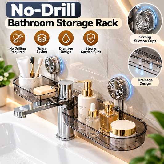 No-Drill Bathroom Storage Rack
