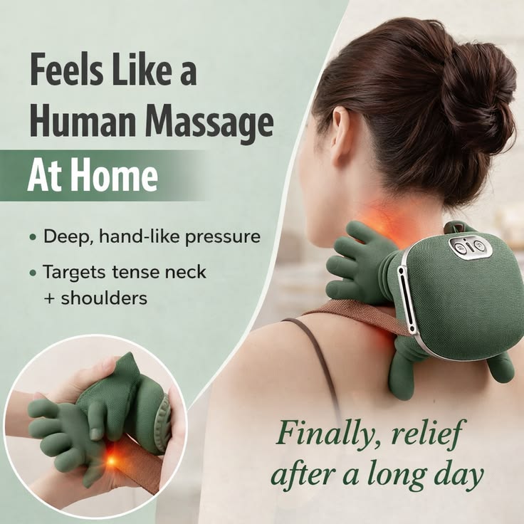 Rechargeable Neck & Shoulder Massager with Heat – Deep Kneading & 3 Massage Modes