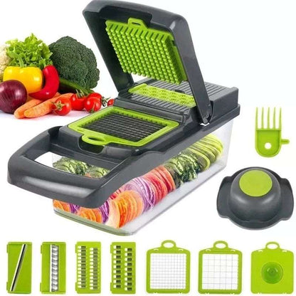 12 in 1 Multifunctional Vegetable Chopper – Kitchen Slicer, Dicer & Cutter with Storage Box - Saadiq.pk
