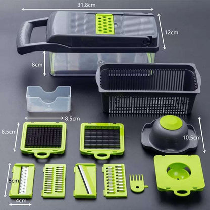 12 in 1 Multifunctional Vegetable Chopper – Kitchen Slicer, Dicer & Cutter with Storage Box - Saadiq.pk