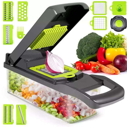 12 in 1 Multifunctional Vegetable Chopper – Kitchen Slicer, Dicer & Cutter with Storage Box - Saadiq.pk