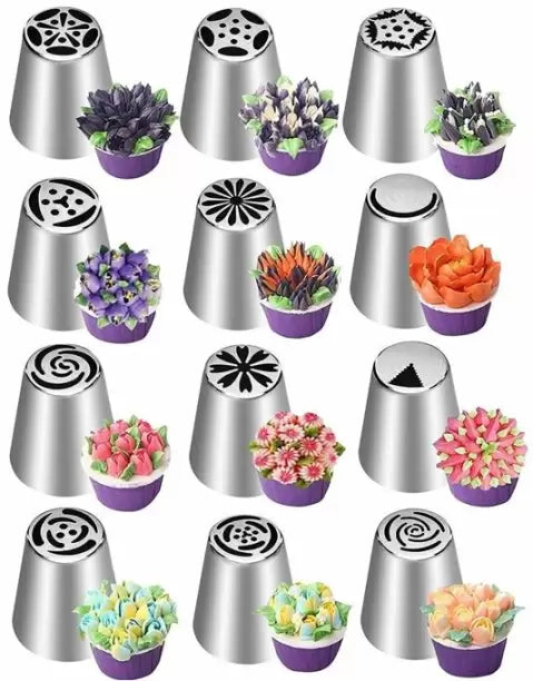 12 Large Stainless Steel Cake Decorating