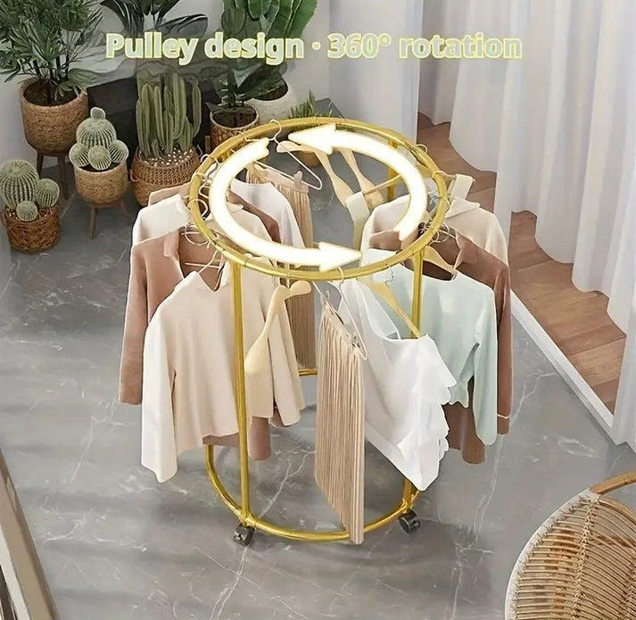 Rotating Clothes Hanging Rack with Wheels