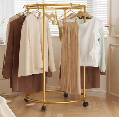 Rotating Clothes Hanging Rack with Wheels – Portable 360° Garment Organizer