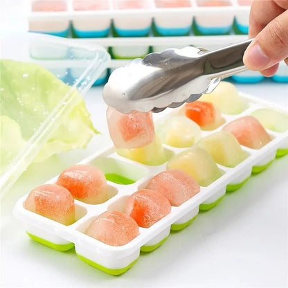 14 Grid Silicone Ice Cube Tray With Lid - Saadiq.pk