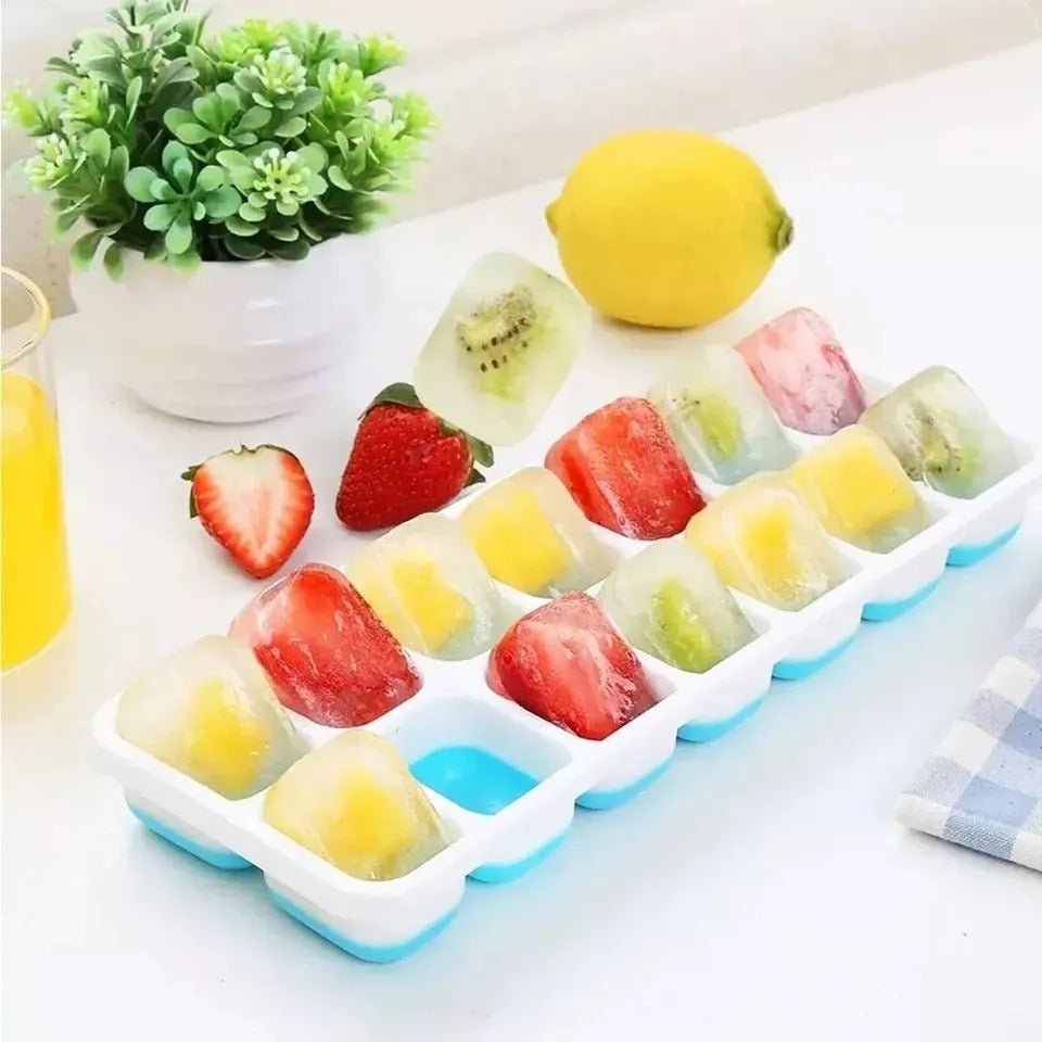 14 Grid Silicone Ice Cube Tray With Lid - Saadiq.pk