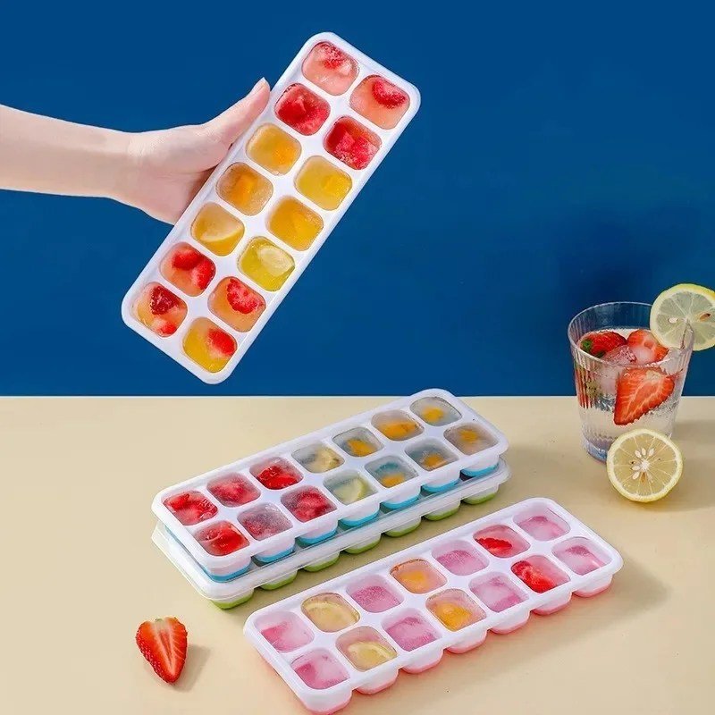 14 Grid Silicone Ice Cube Tray With Lid - Saadiq.pk