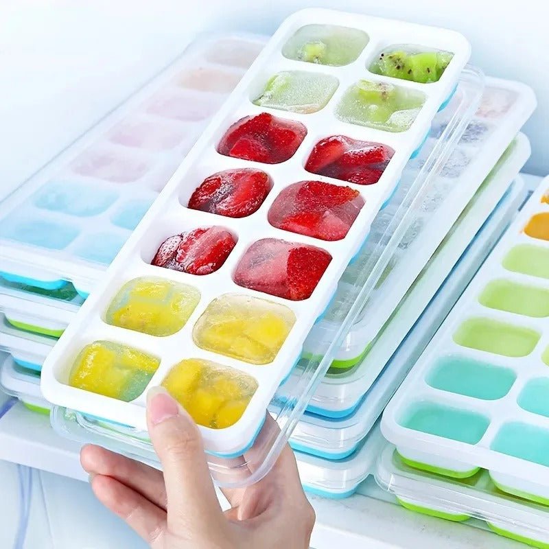 14 Grid Silicone Ice Cube Tray With Lid - Saadiq.pk