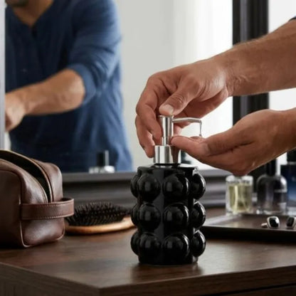 Bubble Texture Glass Soap Dispenser with Plastic Pump