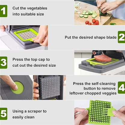 16 in 1 Vegetable Cutter – Multi‑Function Kitchen Chopper with Storage Box - Saadiq.pk