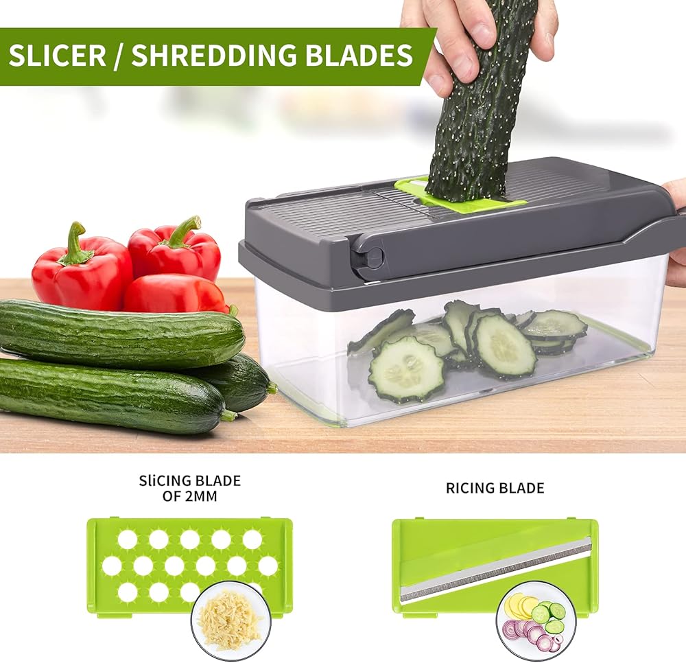 16 in 1 Vegetable Cutter – Multi‑Function Kitchen Chopper with Storage Box - Saadiq.pk