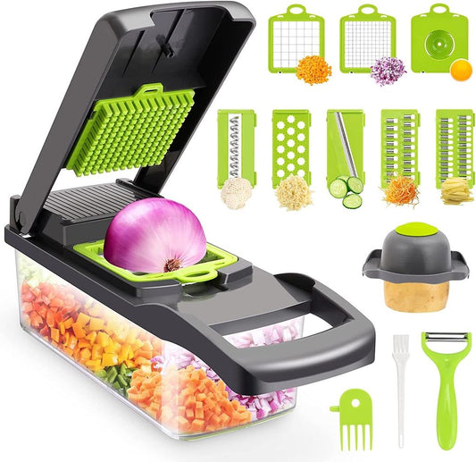 16 in 1 Vegetable Cutter – Multi‑Function Kitchen Chopper with Storage Box - Saadiq.pk