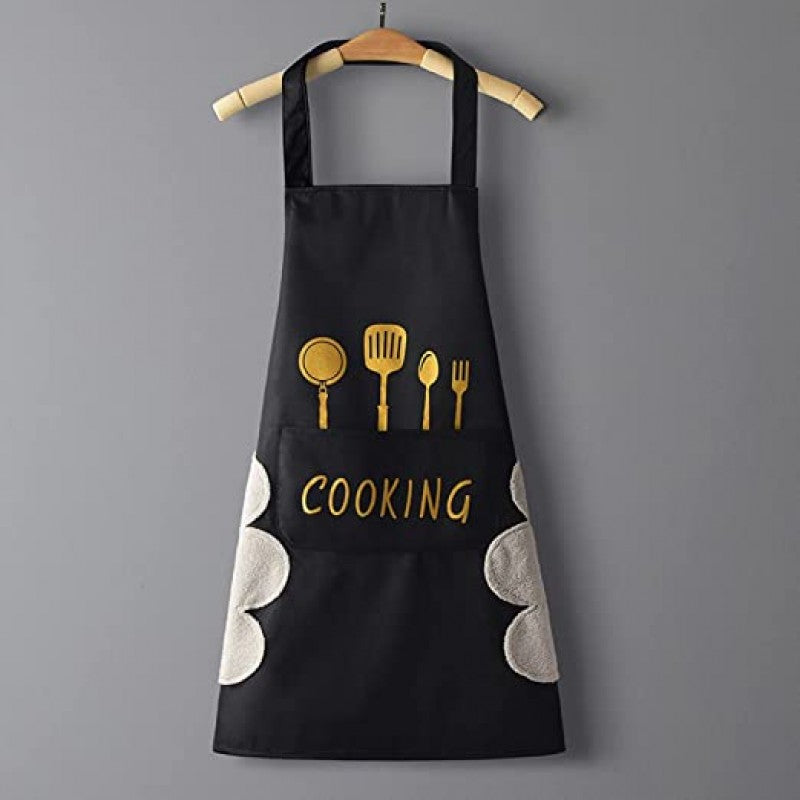 Kitchen Apron Waterproof Hand-Wiping With Pocket
