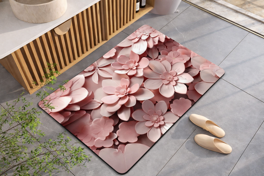 2PC Anti‑Slip Flower Design Bathroom Mat – Fast‑Drying, Water‑Absorbent Floor Mat