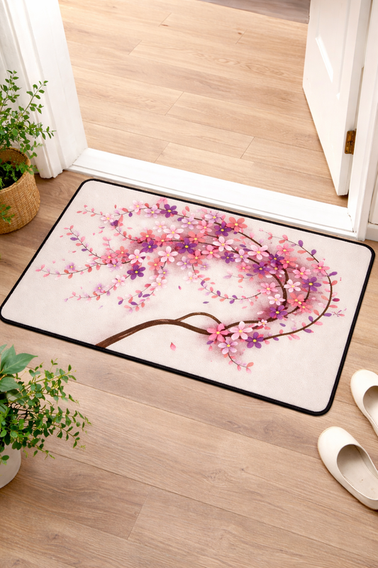 2PC Anti‑Slip Flower Design Bathroom Mat – Fast‑Drying, Water‑Absorbent Floor Mat