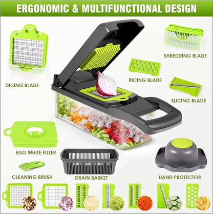 16-in-1 Multifunctional Vegetable Cutter | Chopper, Slicer, Grater & Dicing Tool