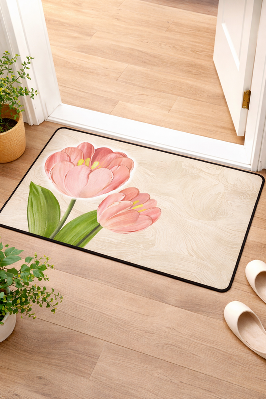 2PC Anti‑Slip Flower Design Bathroom Mat – Fast‑Drying, Water‑Absorbent Floor Mat
