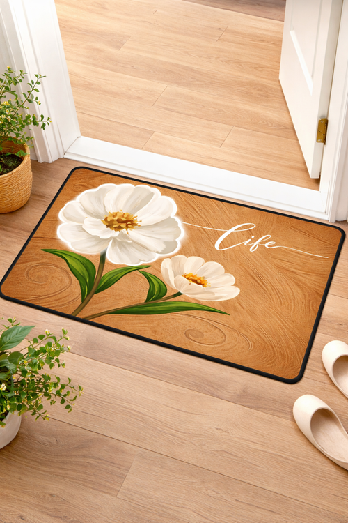 Soft flower bath mat set - Saadiq.pk