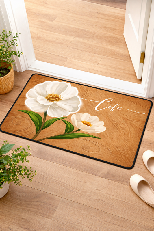 2PC Anti‑Slip Flower Design Bathroom Mat – Fast‑Drying, Water‑Absorbent Floor Mat