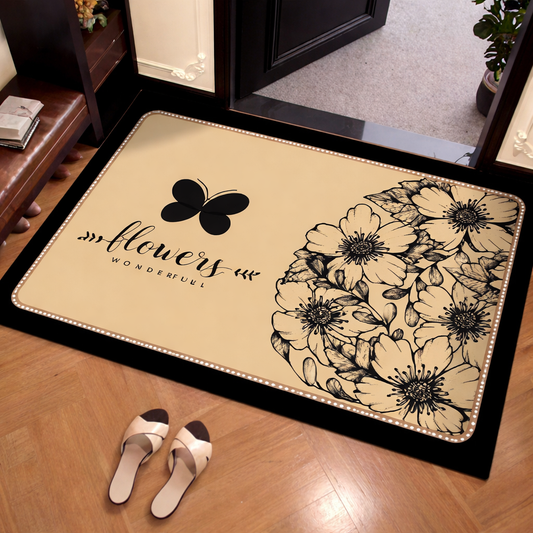 2PC Anti‑Slip Flower Design Bathroom Mat – Fast‑Drying, Water‑Absorbent Floor Mat