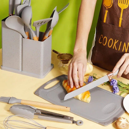 19 Pcs Kitchen Utensils With Knife Set - Saadiq.pk