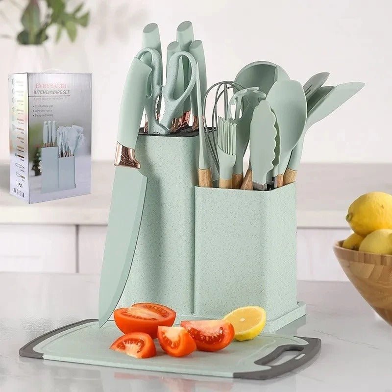 19 Pcs Kitchen Utensils With Knife Set - Saadiq.pk