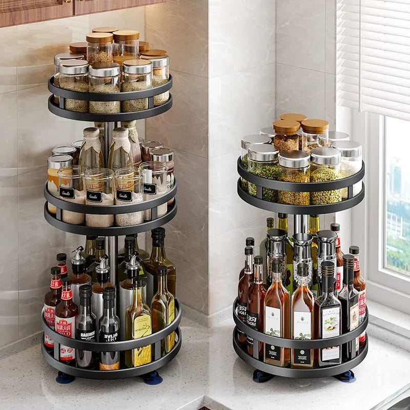 360` Rotating Iron Storage Rack Multifunction Kitchen Storage Organizer