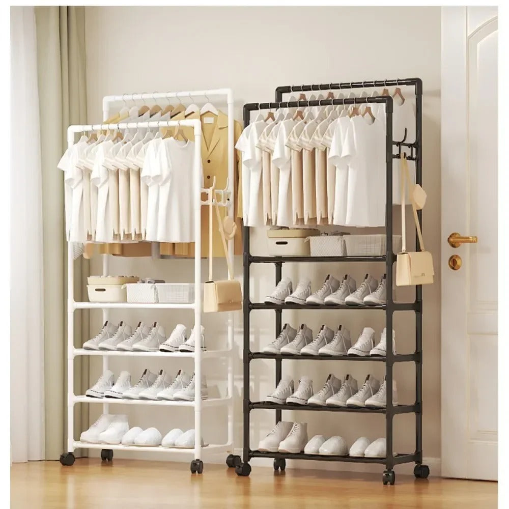 Simple Indoor Double Pole Coat Rack (5layer)