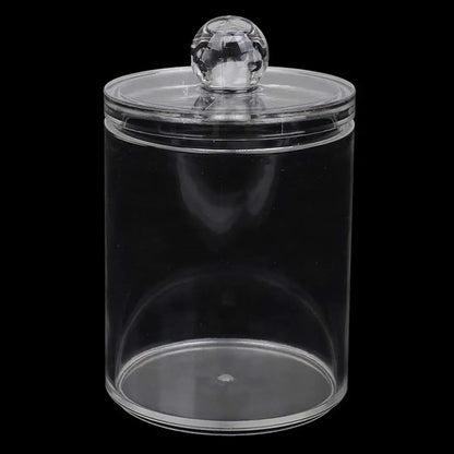 1pc Round Acrylic Cotton Swab Storage Box with Lid – Transparent & Dustproof - Saadiq.pk