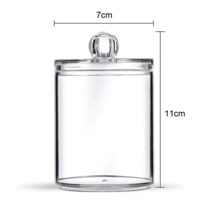 1pc Round Acrylic Cotton Swab Storage Box with Lid – Transparent & Dustproof - Saadiq.pk