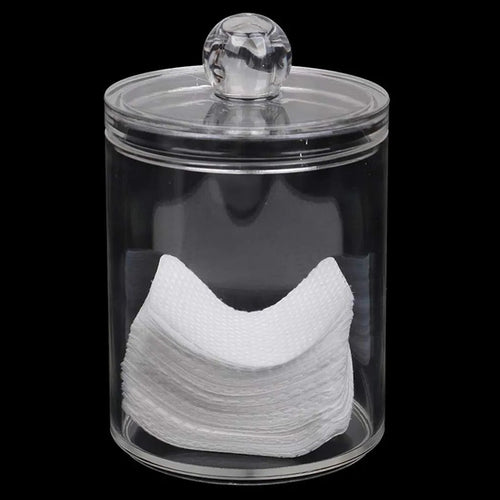 1pc Round Acrylic Cotton Swab Storage Box with Lid – Transparent & Dustproof - Saadiq.pk