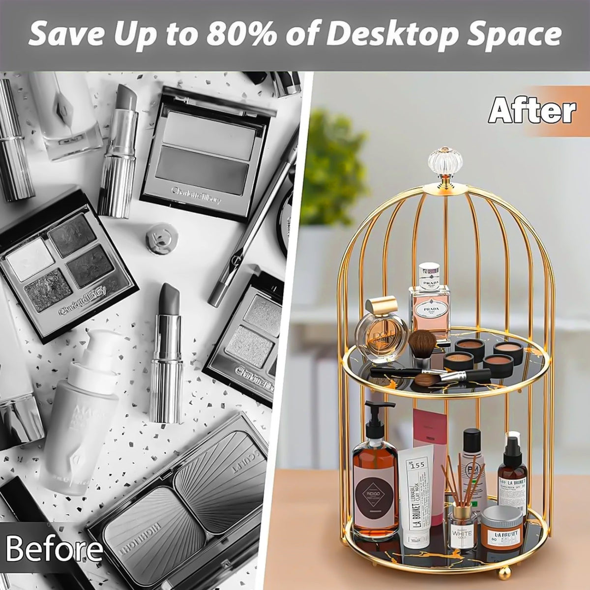 2-Tier Golden Vanity Organizer