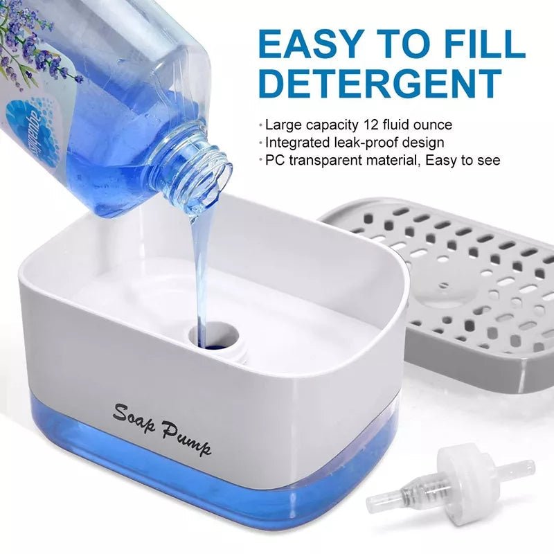 2 - in - 1 Dish Soap & Sponge Dispenser – Leak - Free Kitchen Soap Pump & Sponge Tray - Saadiq.pk