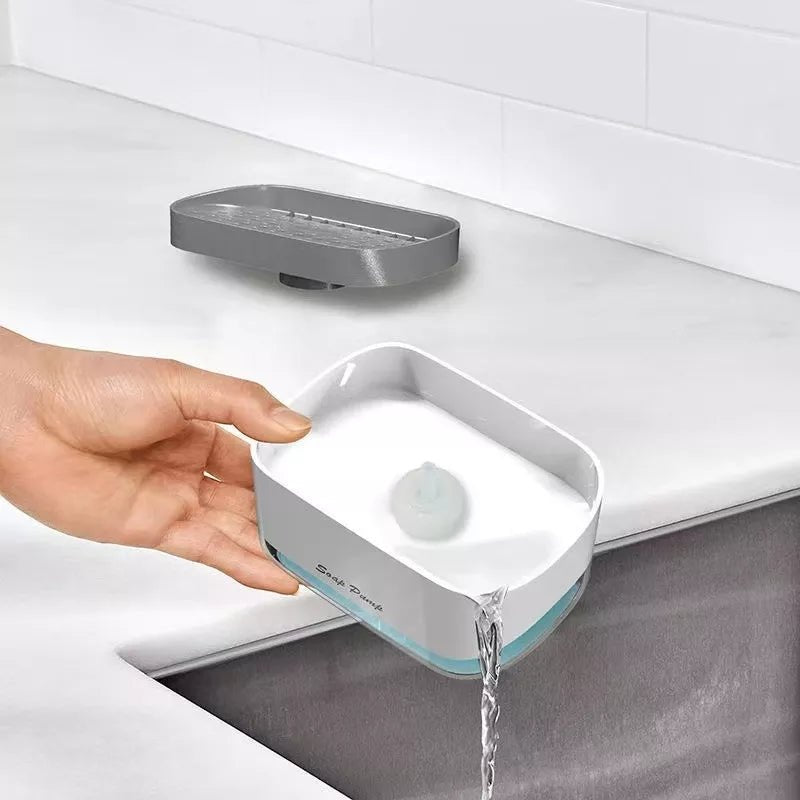 2 - in - 1 Dish Soap & Sponge Dispenser – Leak - Free Kitchen Soap Pump & Sponge Tray - Saadiq.pk